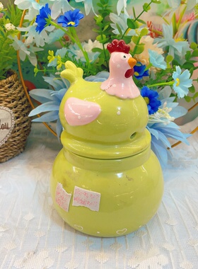 陶瓷微瑕介意慎拍绿色小鸡罐样品
