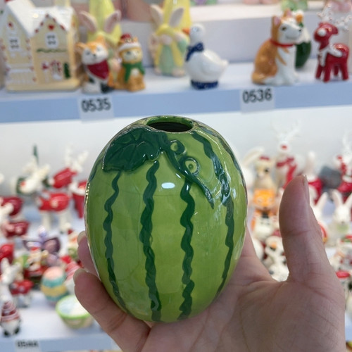 微瑕西瓜花瓶陶瓷