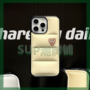 潮牌银色羽绒服iPhone15ProMax手机壳原创14Pro适用苹果13pro情侣男女12秋冬11全包防摔保护套XS川久保灵XR