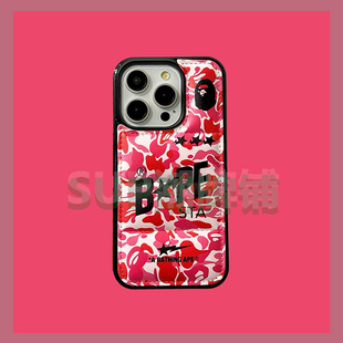 潮牌bape猿人羽绒服苹果15ProMax手机壳16情侣新款适用iPhone14ProMax冬季简约男女13Pro保护套肤感12/11/xr