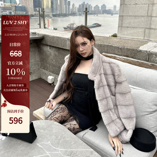 LUV2SHY冰川雪兔 水貂绒立领仿皮草冬季高级感环保毛毛短款外套女