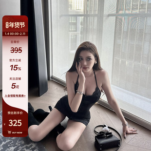 LUV2SHY 现货 完美勾勒 蕾丝拼接牛皮绒塑身连衣裙性感显瘦包臀裙