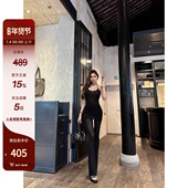 现货 若隐若现性感 透视绑带露背吊带显瘦天丝长裤 LUV2SHY 套装