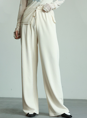 LADYS DIARY原创设计女装新款松紧腰系带直筒宽松薄款休闲阔腿裤