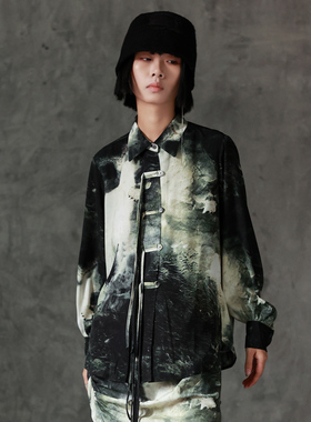 LADYS DIARY原创设计女装飘带设计水墨衬衫春季女长袖宽松