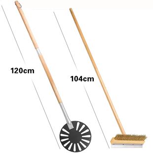 长柄9英寸披萨铲木柄披萨烤箱清洁刷1米长铜丝刷窑炉用pizza peel