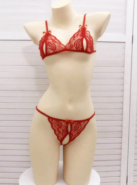 蕾丝比基尼透明镂空性感三点式泳衣女士分体bikini两件套分体式