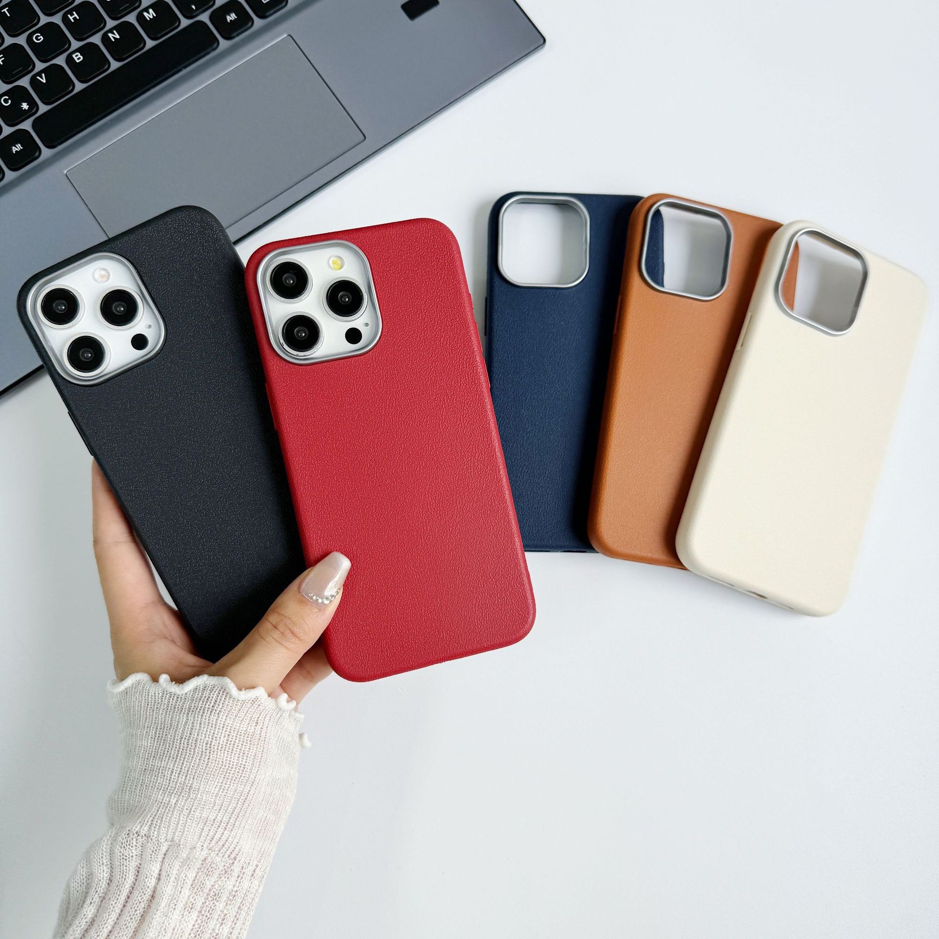 轻奢荔枝纹tpu适用苹果17promax手机壳iphone14/13/12简约15pro金属相框壳