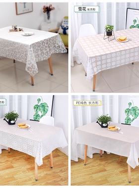 白色印花一次性长方形桌布餐桌红色防水印花塑台布防油污家用饭店