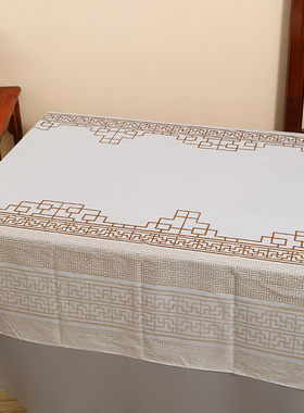 金咖窗花长方形一次性桌布加厚印花中餐桌饭店大排档防水防油结实