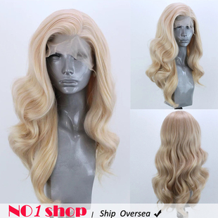 front gold Big coslay hair wig lace wave curly 金色假发