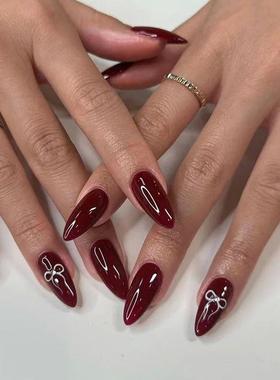 24pcs Pink Fake Nail Patch Sweet Style False Nails Full Cove