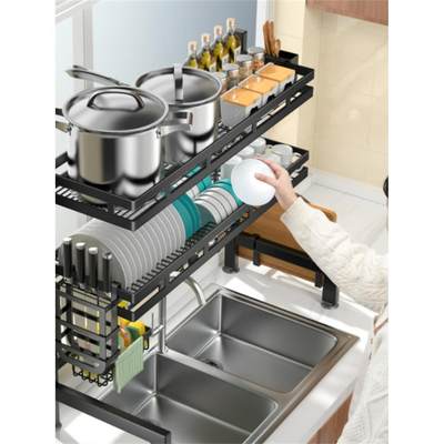 Over The Sink Dish Drying Rack, Drainer with Utensil Sponge