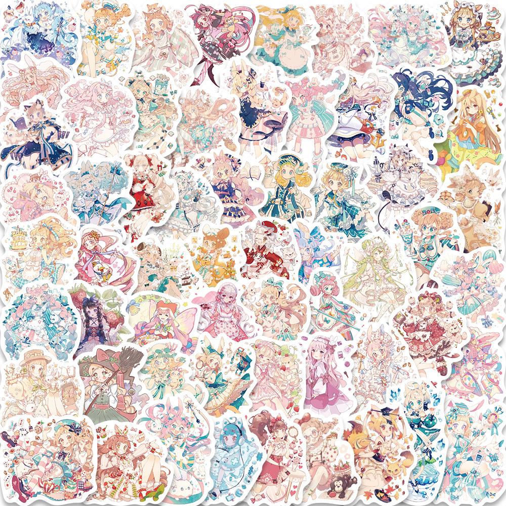 60pcs Kawaii Anime Lolita Girl Stickers Cute Cartoon Decal