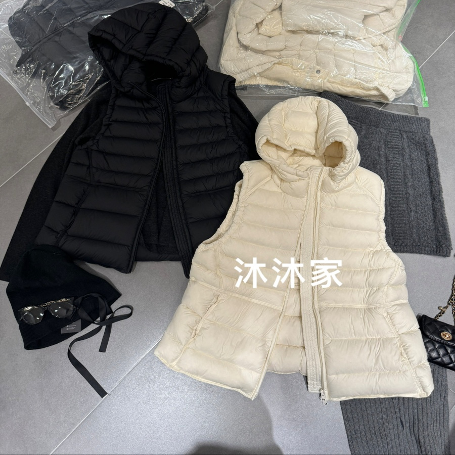 现货欧洲站2025冬款连帽百搭显瘦舒适拉链保暖鹅绒羽绒马甲外套