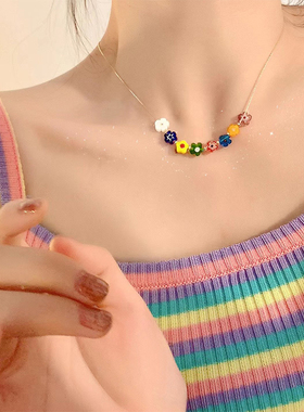 #1433studio花朵串珠项链女2025年新款清新小众时尚百搭锁骨链