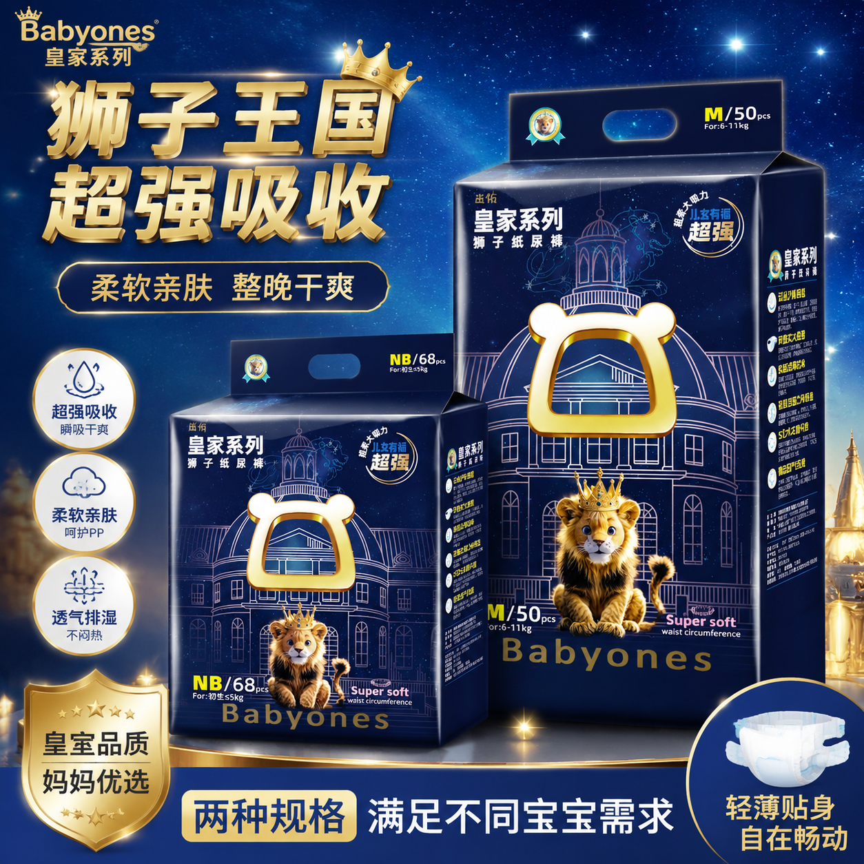 baby皇室狮子秋冬超薄纸尿裤