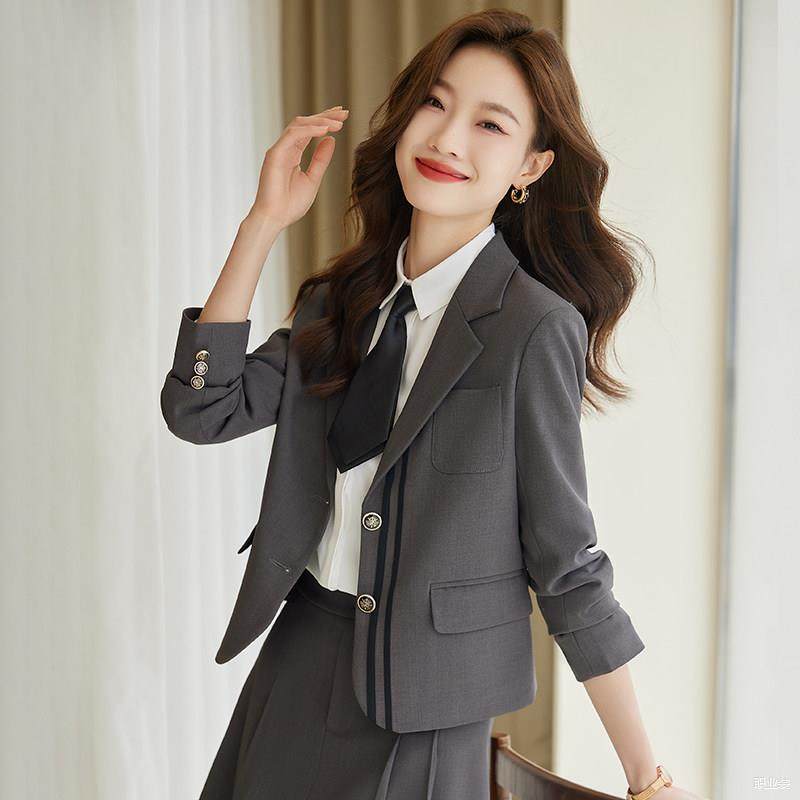灰色小香风西装外套女春秋小个子学院风JK单排扣休闲职业西服套装,女装/女士精品,西装,淘宝优惠券,粉丝福利购,淘宝优惠卷