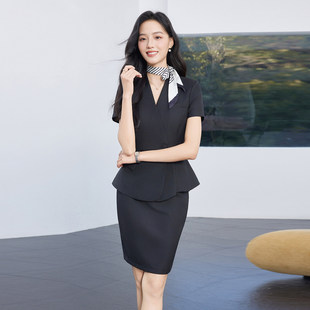 高端职业西装套装女V领珠宝店美容院酒店经理前台气质工作服夏季