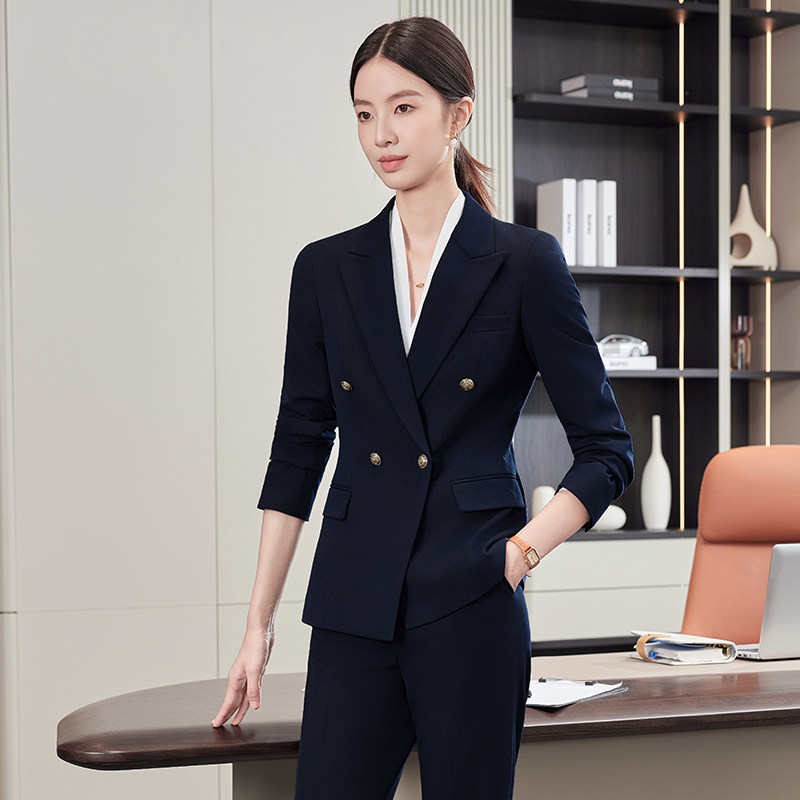 西装套装女春秋冬通勤商务正装高端酒店经理前台接待双排扣工作服