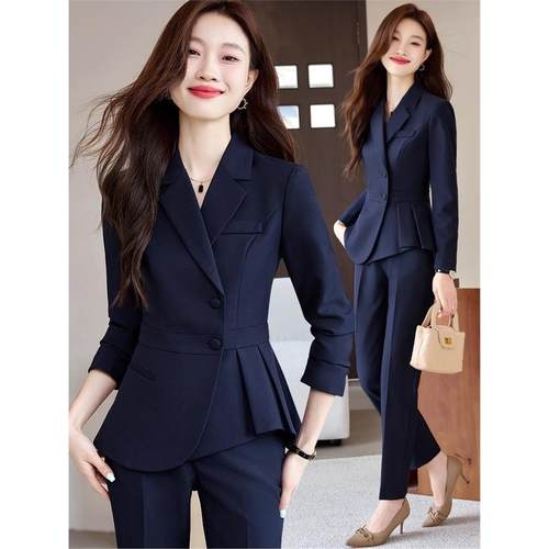 秋冬珠宝店收腰西装套装黑色酒店