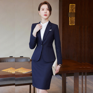 工作服女职业气质春秋款酒店高端前台西装套装美容院会务接待正装