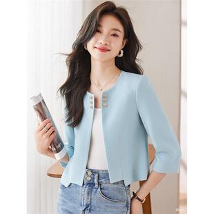 轻奢中式短外套女小个子春夏气质减铃中国风百搭小香风气质套装裙