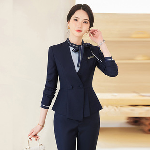 工作服女职业气质秋冬西装套装长袖珠宝店金店行政三件套高端正装