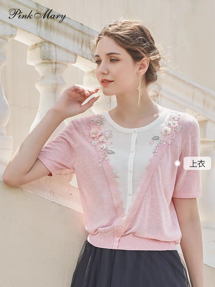 PMANS8030-10/1580pinkmary粉红玛丽夏季专柜针织套头短袖