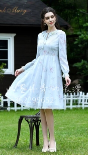 PMANW5501-42/2280粉红玛丽pinkm淑女风2024秋冬新款蕾丝连衣裙