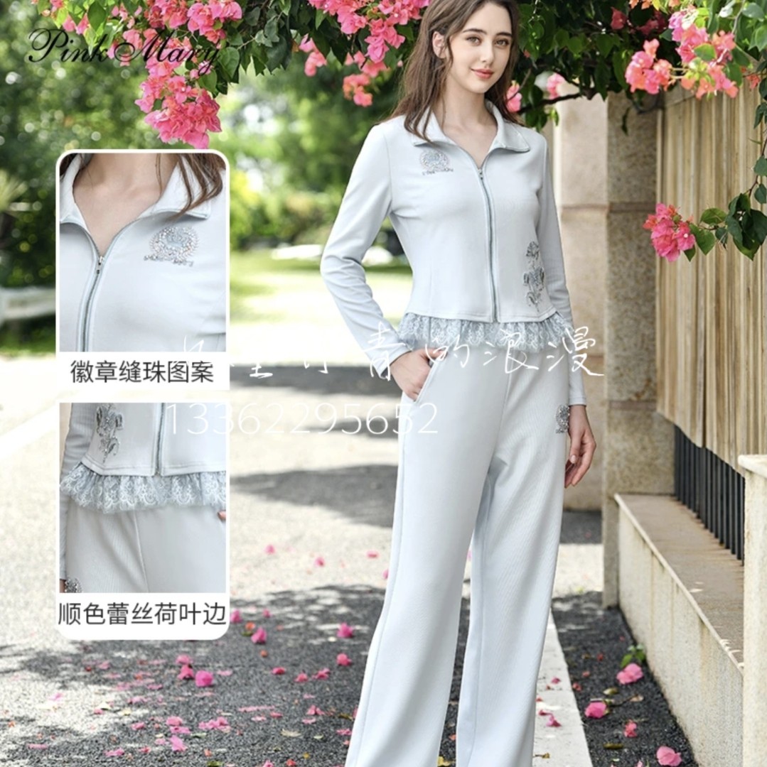 PMAOS9803-59/2280粉红玛琍女装2025春秋新款休闲运动套装