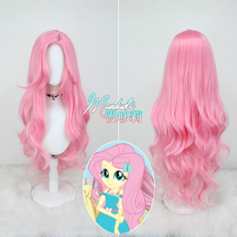 漫哆莉 小马宝莉 小蝶cos假发 柔柔公主 粉色大波浪长卷发 高温丝