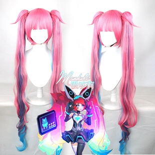 王者 安琪拉cos假发 心灵骇客皮肤cosplay漫画少女渐变双马尾长发
