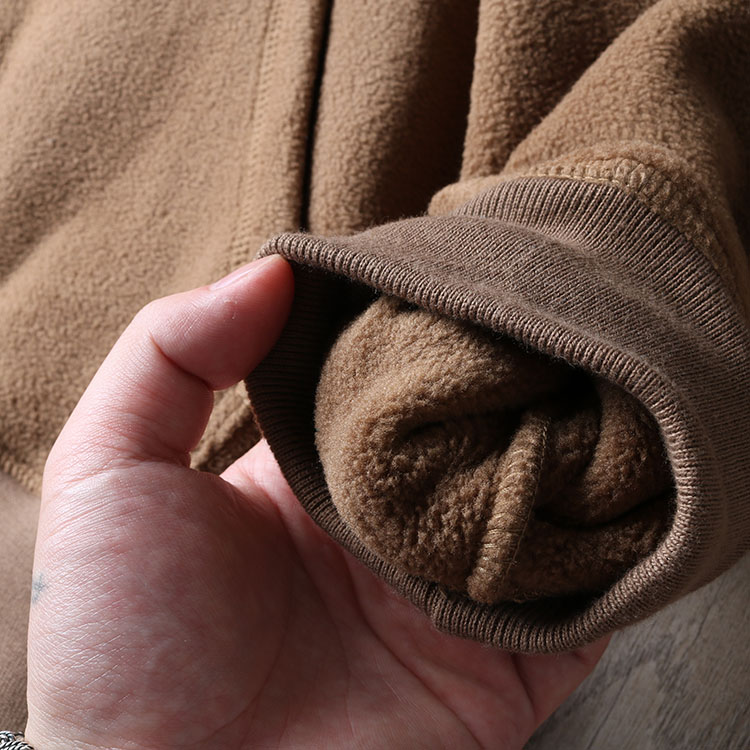 日单,潮流复f古!秋季男士宽松休闲加厚双面摇粒绒套头半开领卫衣