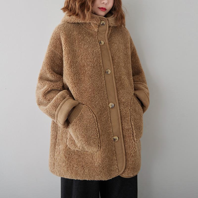 羊羔毛加厚保暖宽松皮毛一体外套
