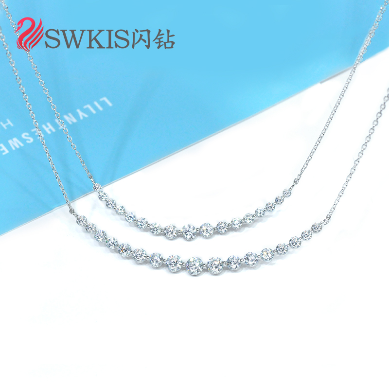 微笑925银仿钻石情人节礼物项链