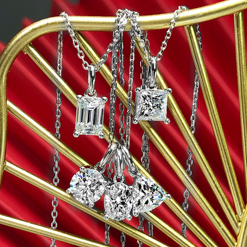 心形莫桑石项链女锁骨链女