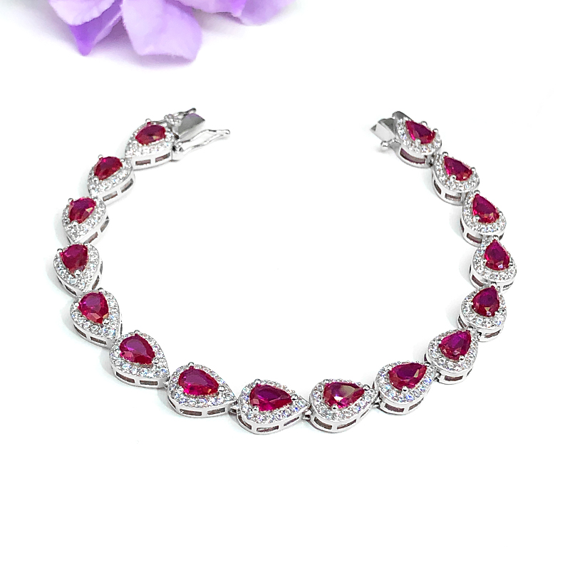 925银简约小众培育红宝石手链