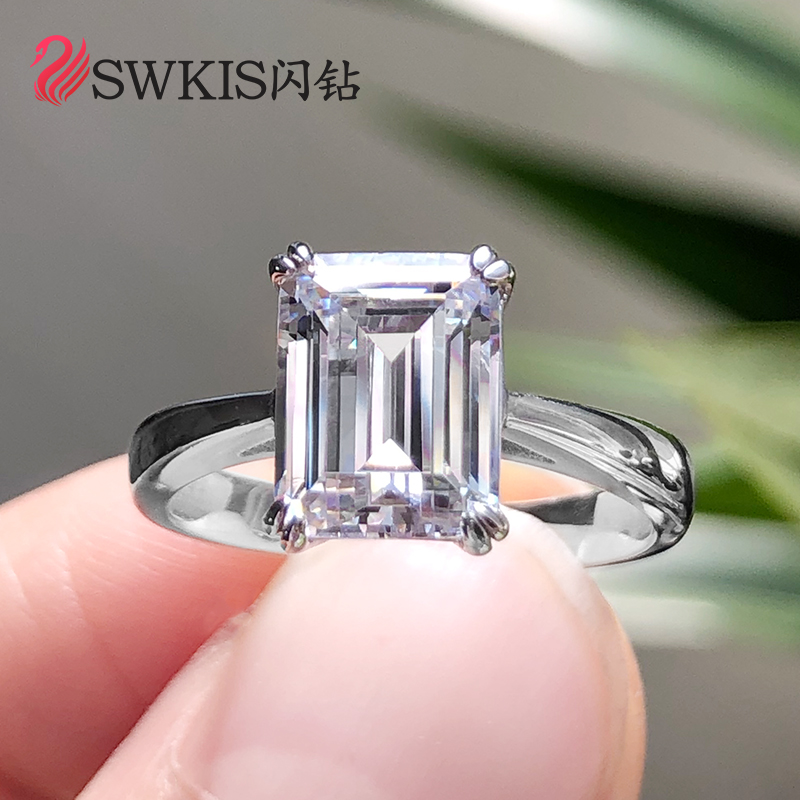 冰糖钻戒祖母绿戒指女欧美