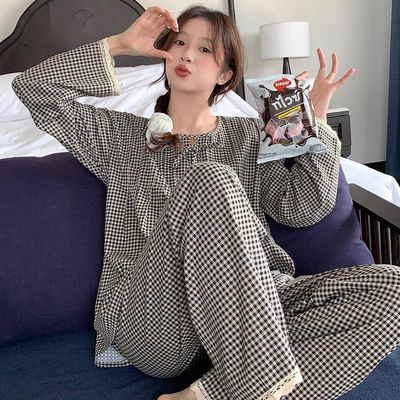 秋冬德绒保暖睡衣女长袖长裤休闲甜美简约外穿高级感家居服
