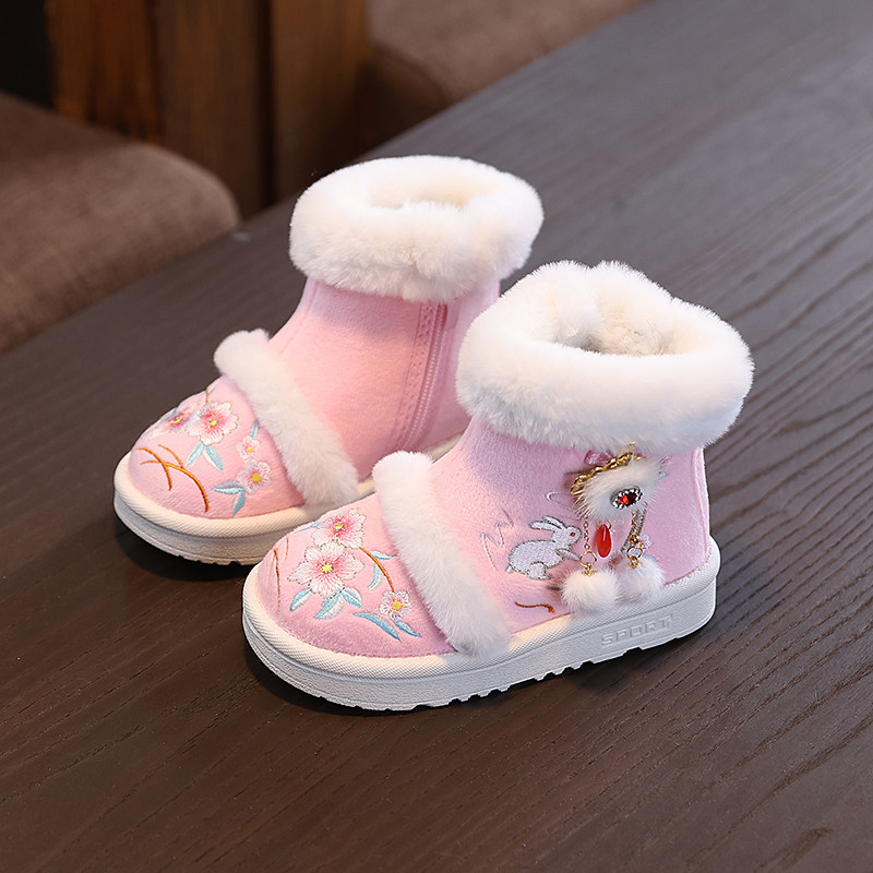 冬季加绒加厚女童汉服鞋短靴古风保暖雪地靴中国风儿童绣花鞋棉鞋,童鞋/婴儿鞋/亲子鞋,儿童汉服鞋,淘宝优惠券,粉丝福利购,淘宝优惠卷