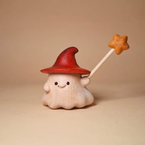 白枫木红檀木雕魔法小精灵手把件可爱卡通精灵家居装饰品桌面摆件