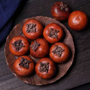 事事如意花梨木精雕刻柿子手把件文玩汽车茶桌客厅摆件送礼装饰品