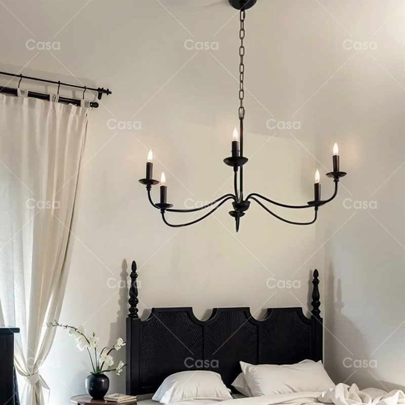 暗黑系法式吊灯中古客厅小众氛围感蜡烛灯简约美式卧室复古餐厅灯