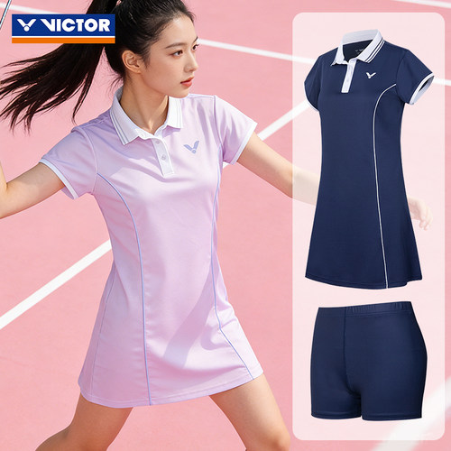 VICTOR威克多胜利羽毛球服套装女POLO领运动透气连衣裙KT46302