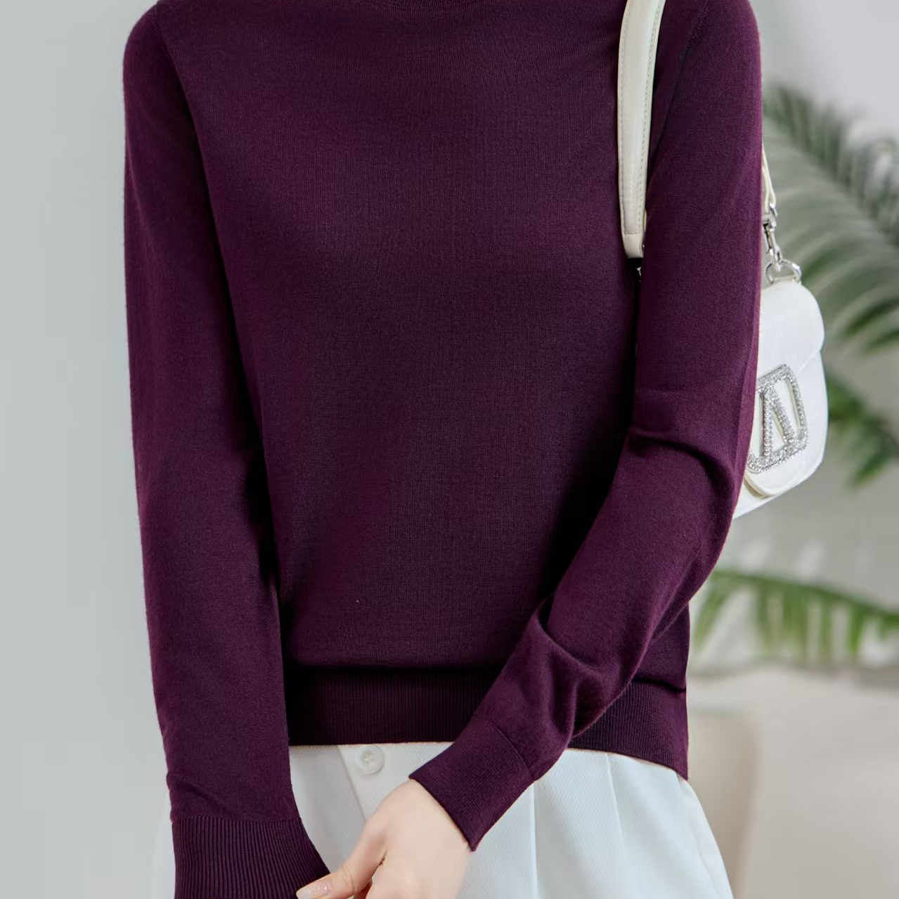 美丽诺精纺超细100纯羊毛衫女2025新款半高领毛衣针织显瘦打底衫