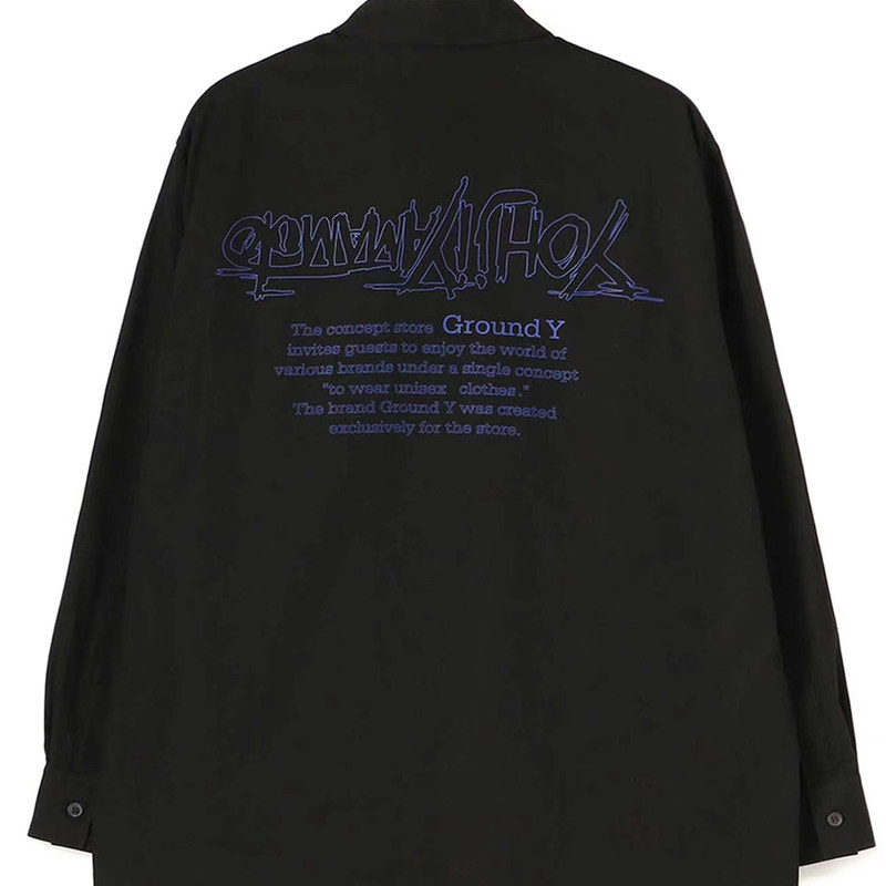 yohji 山本耀司 groundy 暗黑系长袖衬衫 休闲宽松印花衬衣男女款