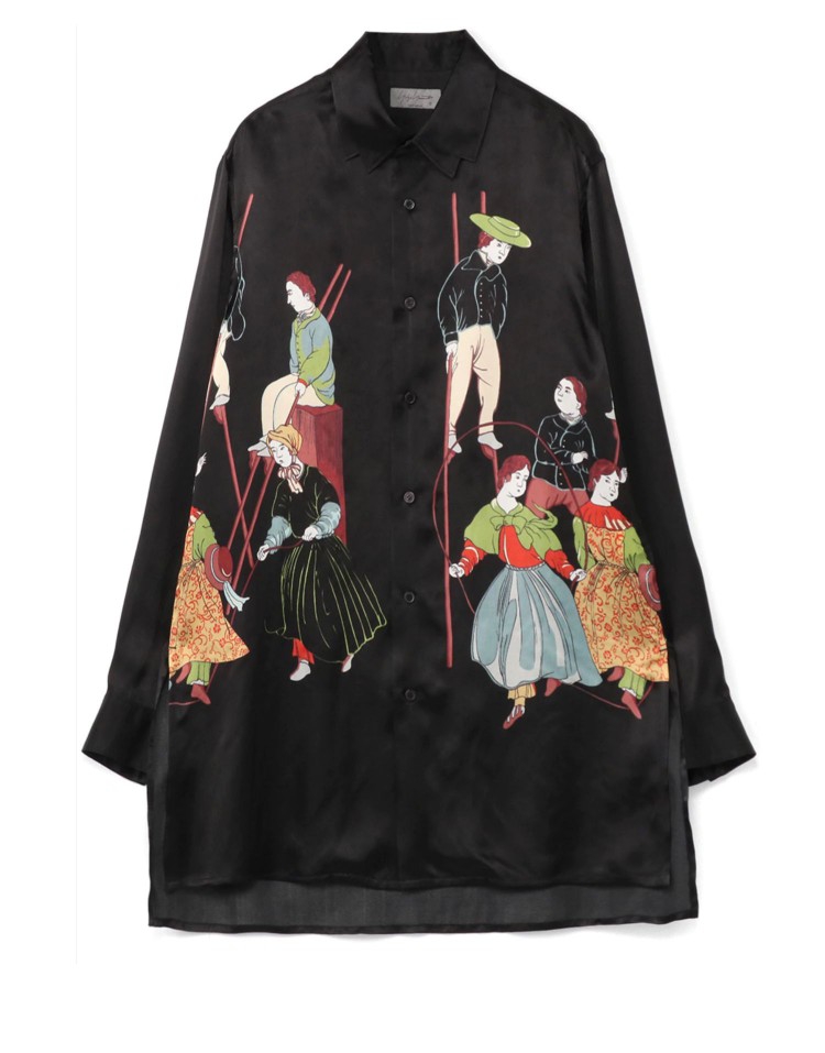 Yohj Yamamoto  山本风 鹿鸣馆 21AW 真丝印花长袖衬衫