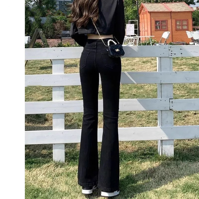 黑色微喇叭牛仔裤女2024年秋冬季新款高腰显瘦百搭加绒显瘦小个子,女装/女士精品,牛仔裤,淘宝优惠券,粉丝福利购,淘宝优惠卷
