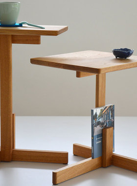 设计师款侘寂风中古风北欧极简原木纯实木小桌咖啡桌餐厅民宿边几